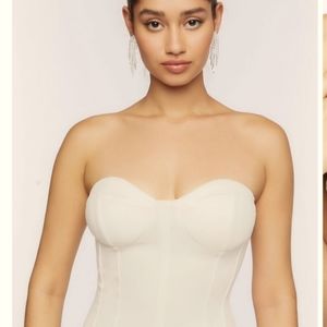 NWT FOREVER 21 CORSET STYLE TUBE TOP BODYSUIT SZ L